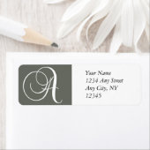 木炭をモノグラム差出人住所ラベル ラベル (インサイチュ)