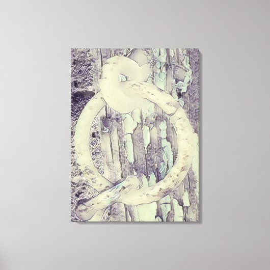 木炭アンティークにおけるリング及びフックスタイル キャンバスプリント (正面)