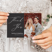 木炭エレガントスクリプ写真結婚の感謝 ポストカード