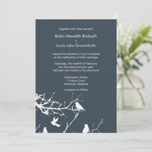 木炭エレガント冬の結婚式パーソナライズされた 招待状 (スタンド正面)
