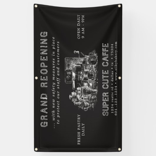 木炭カフェグランドリオープニングストアバナー 横断幕 (縦)