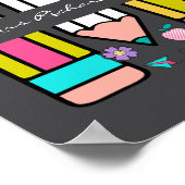 木炭カラフル先生漫画鉛筆ポスター ポスター (角)