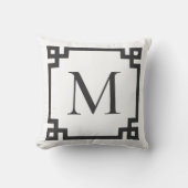 木炭ギモノグラムのリヤ鍵ホワ縁どイ クッション (正面)