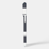 木炭グレーと白のパタストライプーンモノグラム Case-Mate iPhoneケース (裏面 / 左)