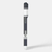 木炭グレーと白のパタストライプーンモノグラム Case-Mate iPhoneケース (裏面 / 右)