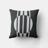 木炭グレーと白の抽象芸術パターン クッション (裏面)