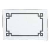 木炭グレーと白ギリシャ語鍵標縁ど準 枕カバー (正面左)