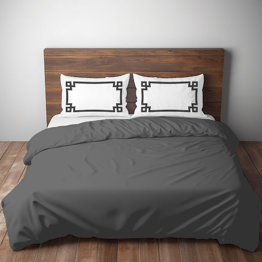 木炭グレーと白ギリシャ語鍵標縁ど準 枕カバー