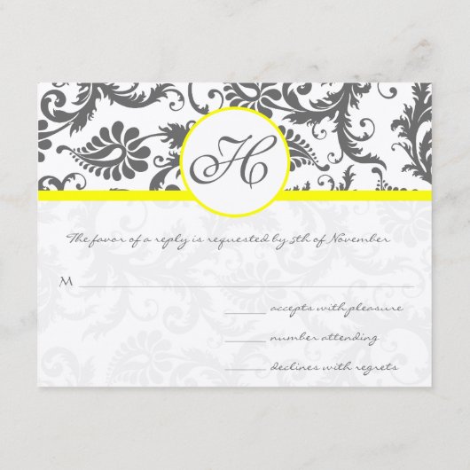 木炭グレーと黄色のエンクロージャカード エンクロージャーカード (裏面)