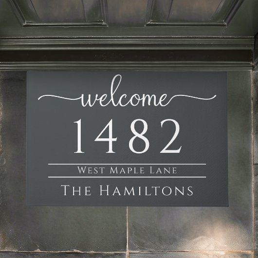 木炭グレーの家族の名パーソナライズされた前 ドアマット