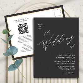 木炭グレーのQRコードモダン結婚すべて インビテーションポストカード