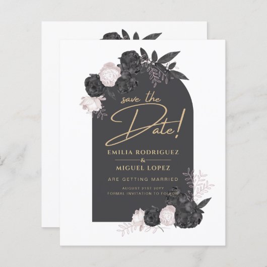 木炭グレーピンクローゼウディング日付を保存 (正面/裏面)