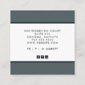 木炭グレーブラックラインスクエアビジネスカード スクエア名刺 (裏面)