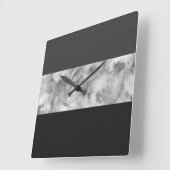 木炭グレーブロックストライプ スクエア壁時計 (傾斜)