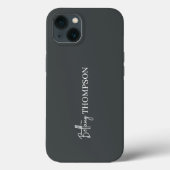 木炭グレーミニマリスト垂直スクリプトモノグラム Case-Mate iPhoneケース (裏面)