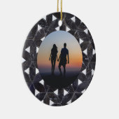 木炭グレーモザイク |花柄 セラミックオーナメント (右)