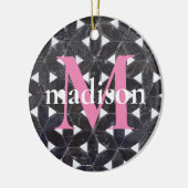 木炭グレーモザイク |花柄 セラミックオーナメント (左)