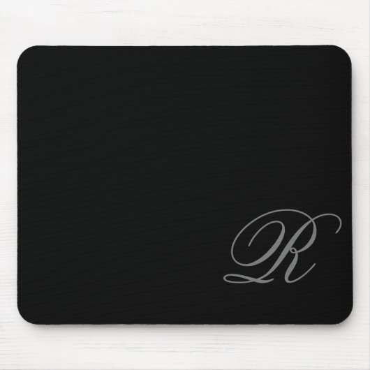 木炭グレーモノグラムスクリプトブラックマウスパッド マウスパッド (正面)
