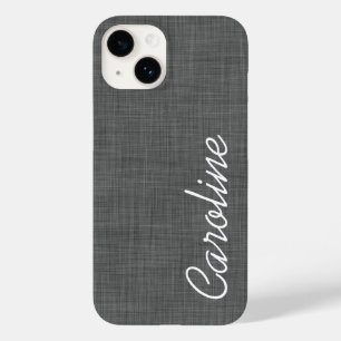 木炭グレーリネン質感カスタムモノグラム Case-Mate iPhone 14ケース