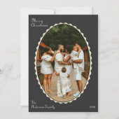 木炭グレー写真スカロップクリスマスフォト シーズンカード (正面)