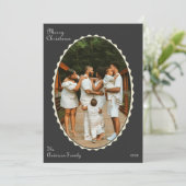 木炭グレー写真スカロップクリスマスフォト シーズンカード (スタンド正面)