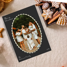 木炭グレー写真スカロップクリスマスフォト シーズンカード