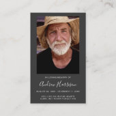 木炭グレー写真悔やみや弔慰葬儀記念カード 名刺 (正面)