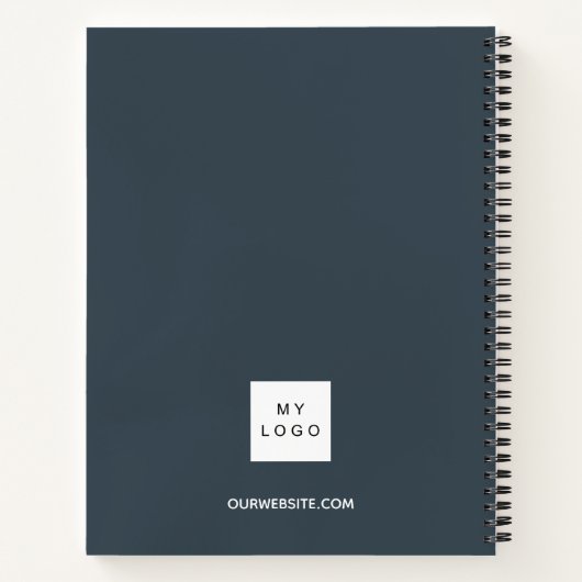 木炭グレー名スクリプトのビジネスロゴ ノートブック (裏面)