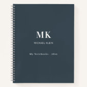 木炭グレー名モノグラム ノートブック (正面)