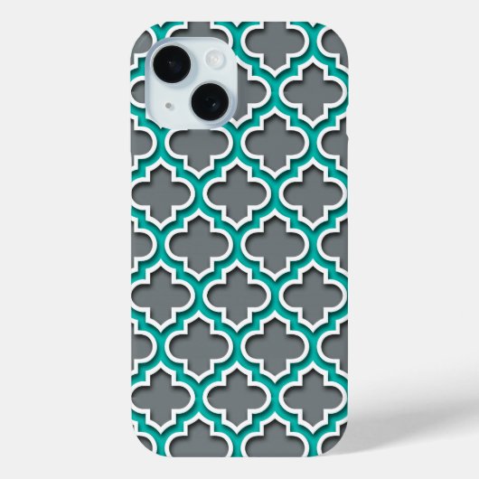 木炭グレー ティール ホワイト モロッコ 四つ葉模様 #5DS Case-Mate iPhoneケース (裏面)
