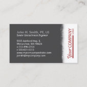 木炭グレー、ブラシ付き白、垂直ロゴ付き 名刺 (正面)