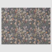 木炭グレー ボホー 水彩画の野の花 薄葉紙 (正面)