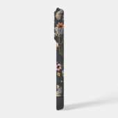 木炭グレー 水彩の野の花 パターン名  iPhoneケース (左側面)