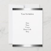 木炭シルバーストライプパーティーホワイト30th誕生日 招待状 (裏面)