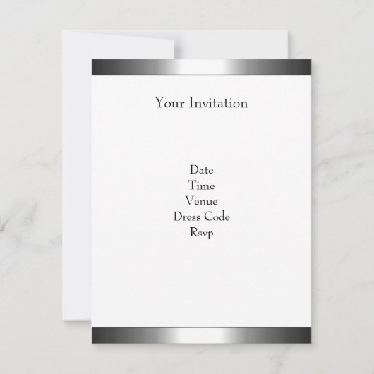 木炭シルバーストライプパーティーホワイト30th誕生日 招待状 (裏面)