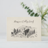 木炭スケッチイタリアンワイナリーウェディングsvp エンクロージャーカード (スタンド正面)