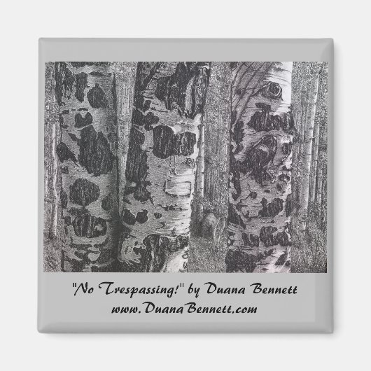 木炭スケッチ磁石の「侵入無し」画像 マグネット (正面)