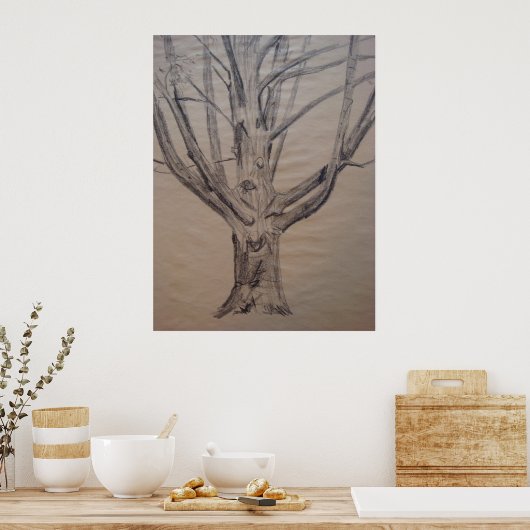 木炭スケッチ ポスター (キッチン)