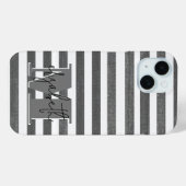 木炭ストライプモノグラムの Case-Mate iPhoneケース (裏面 (横))