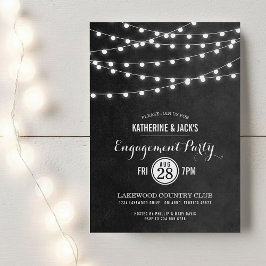 木炭ストリングライト婚約パーティ招待状 招待状