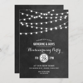 木炭ストリングライト引っ越し祝いパーティーパーティー招待状 招待状