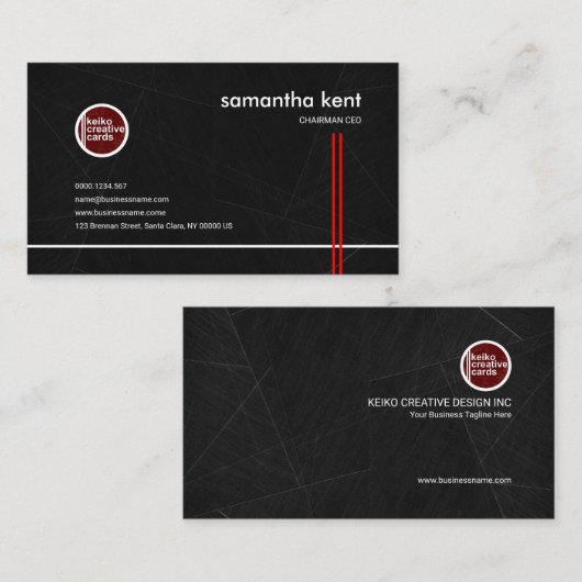 木炭タイル赤いはさみ金CEOの議長 名刺 (正面/裏面)