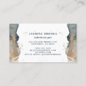 木炭ティール（緑がかった色）と金ゴールド水彩 名刺 (裏面)