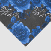 木炭デコページの青バラ 薄葉紙 (詳細)