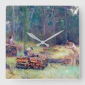 木炭バーナー木材スプリッタTom Roberts 1886 スクエア壁時計 (正面)