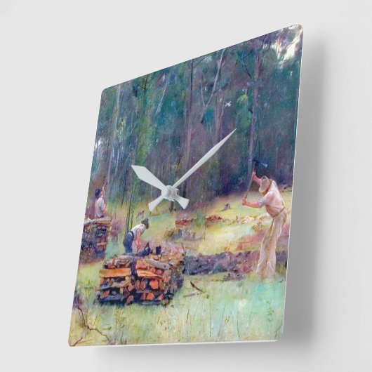 木炭バーナー木材スプリッタTom Roberts 1886 スクエア壁時計 (傾斜)
