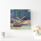 木炭バーナー木材スプリッタTom Roberts 1886 スクエア壁時計 (ホーム)