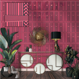 木炭ピンクストライプ色のエレガント模様 壁紙