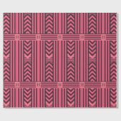 木炭ピンクストライプ色モノグラエレガントム ラッピングペーパー (フラット)