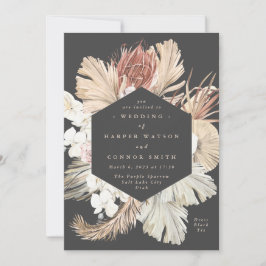 木炭フローラパンパスドライグラス熱帯ジャングル 招待状